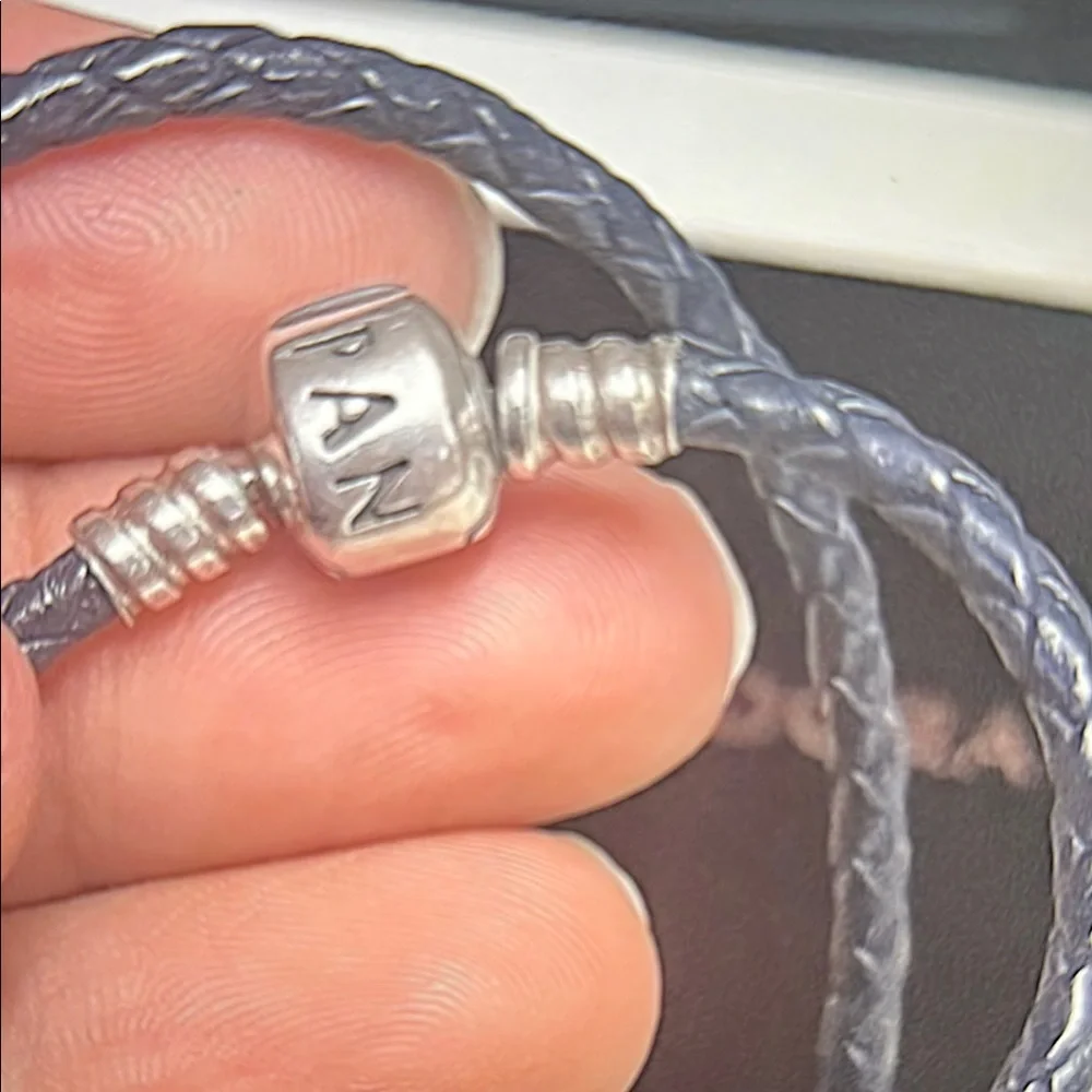 Pandora Blue Leather Bracelet with Silver Charm - Picture 5 of 13